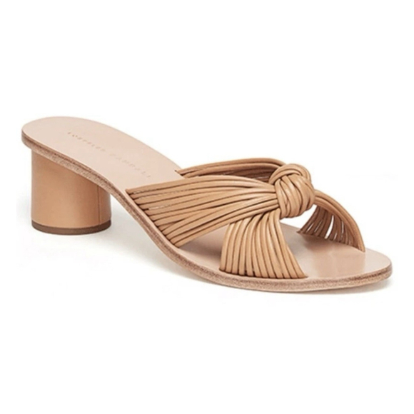Loeffler Randall Celeste Mignon Knot Mule Size 5.5B Tan Leather Luxury 2” Heel - Picture 1 of 13